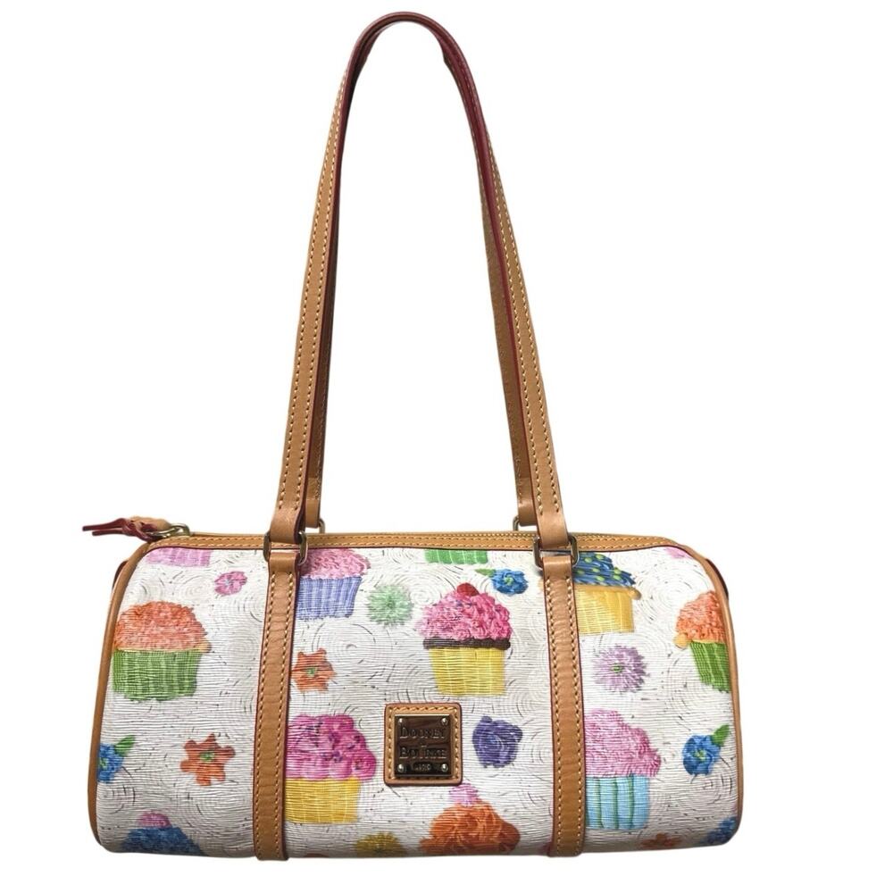 Vintage Dooney and Bourke Cupcake Barrel Bag White Multi Rare Collector